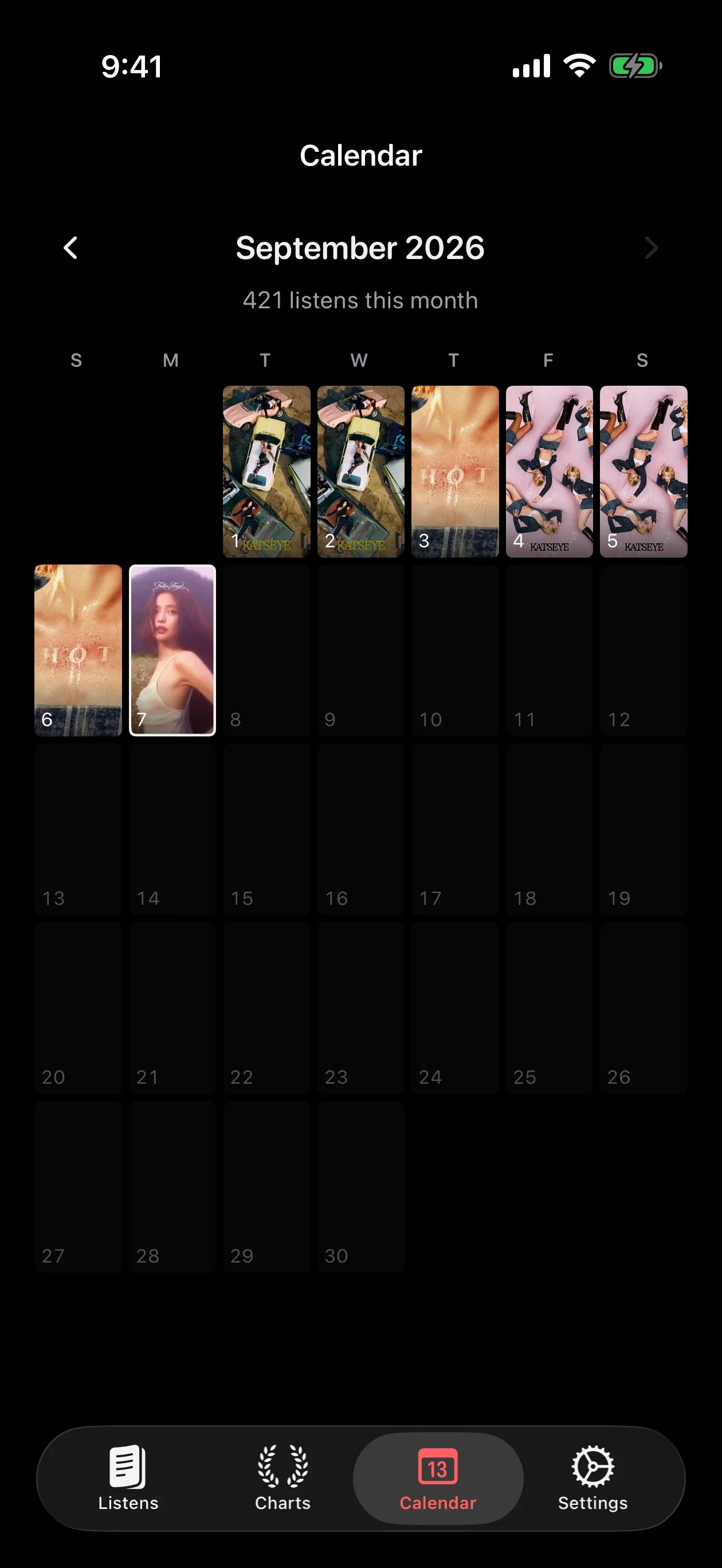 September 2026 in the calendar, a cover on each day played